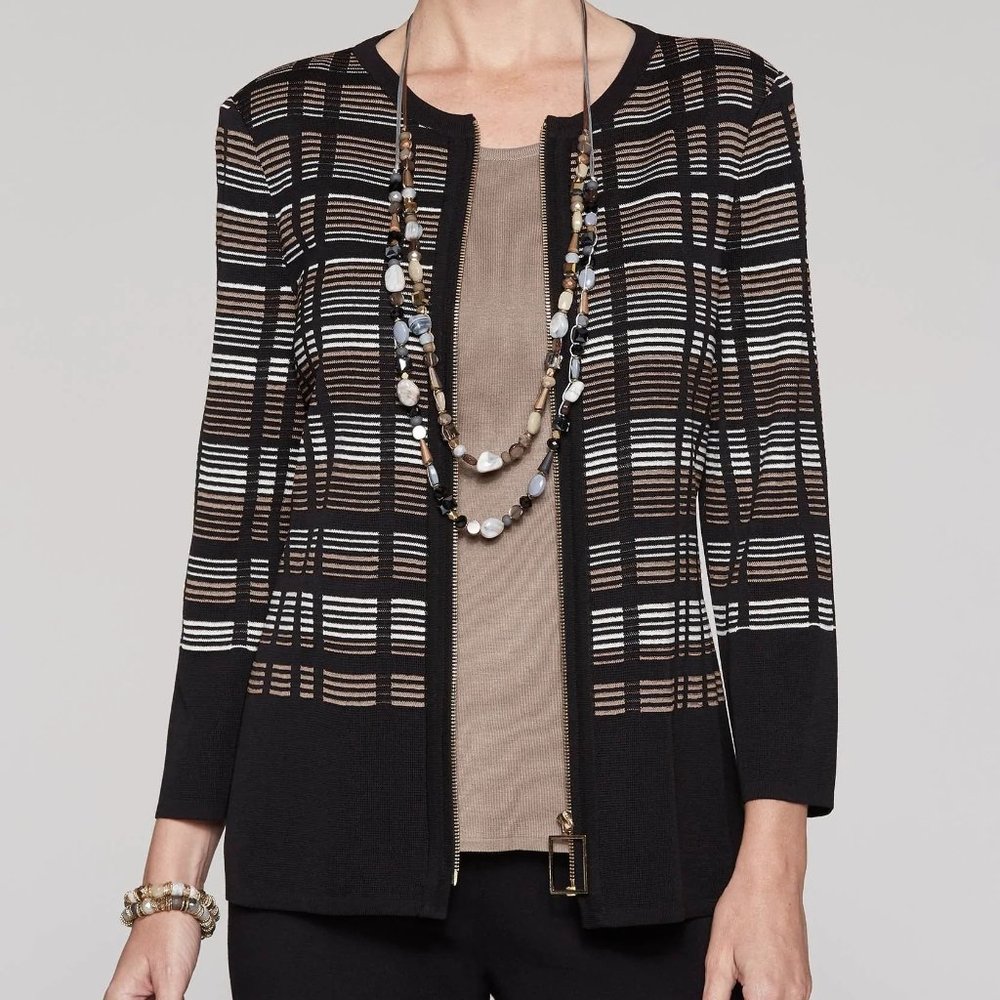 Misook Multi Texture Plaid Jacket (XL)